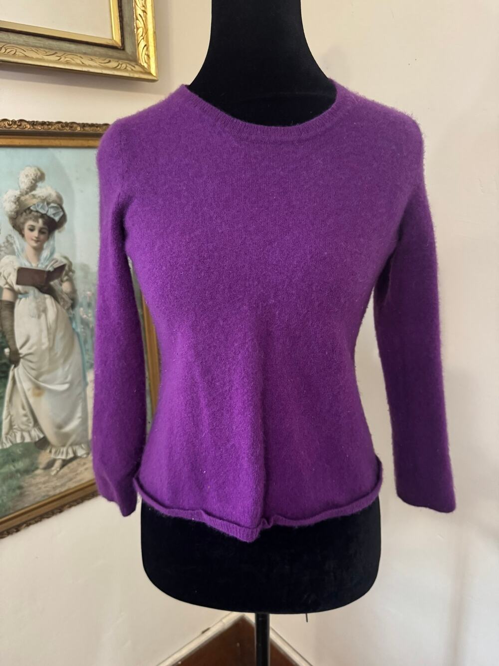 Lord & Taylor 100% Cashmere Purple Sweater XL Fits Like Small